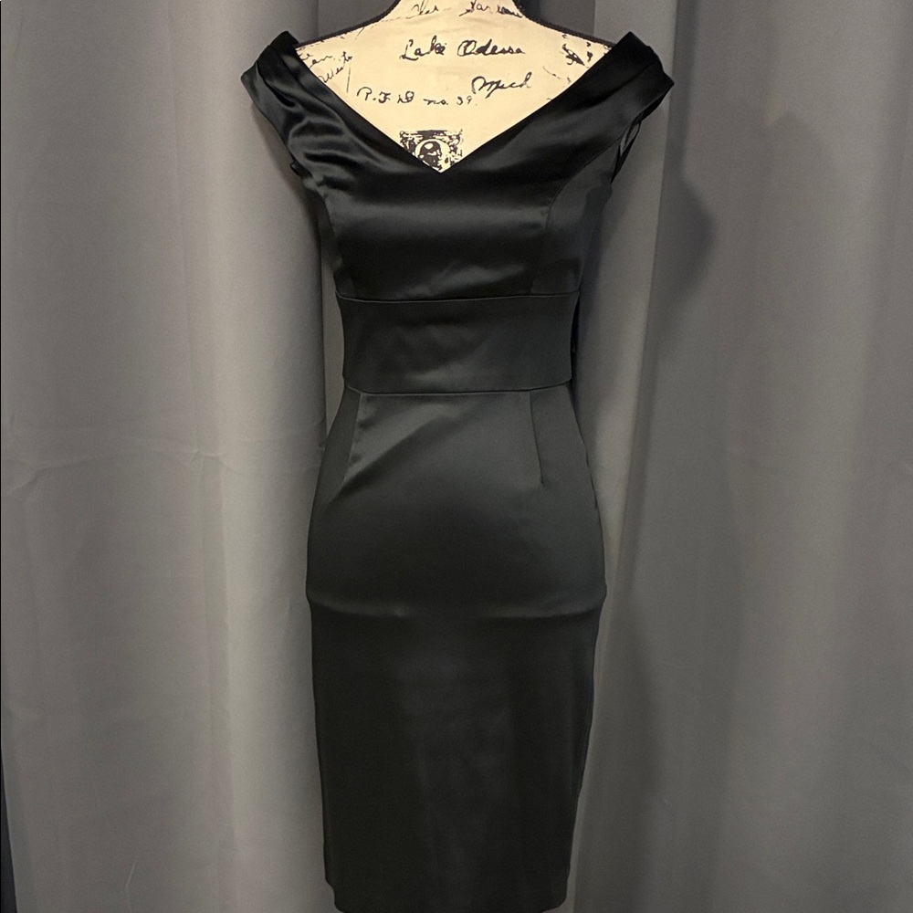White House Black Market Black Satin Midi Dress - Picture 1 of 10